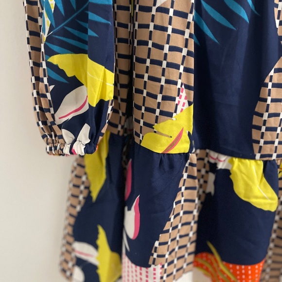 Patchwork Style Flowy Mini Dress - Picture 3 of 5